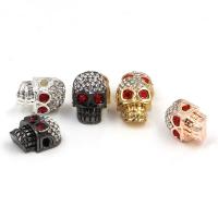 Rhinestone Zinc Alloy Beads, Skull, plated, with rhinestone Approx 2mm 