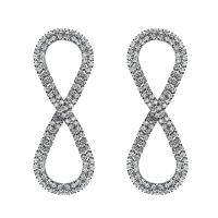 Boucle d'oreille goutte laiton strass, bijoux de mode & pour femme & avec strass, argent Vendu par paire