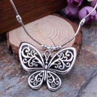 Zinc Alloy Necklace, Butterfly, plated, fashion jewelry & for woman, silver color, 60*50mm Inch 