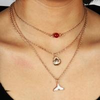 Zinc Alloy Necklace, plated, three layers & fashion jewelry & for woman, golden 