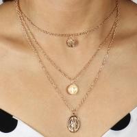 Zinc Alloy Necklace, plated, three layers & fashion jewelry & for woman, golden 