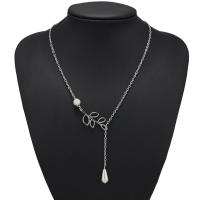 Zinc Alloy Necklace, with Plastic Pearl, plated, fashion jewelry & for woman, silver color 