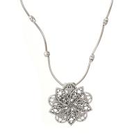 Zinc Alloy Necklace, Flower, plated, fashion jewelry & for woman & hollow, silver color 