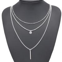 Zinc Alloy Necklace, plated, three layers & fashion jewelry & for woman, Random Color 