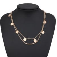 Zinc Alloy Necklace, plated, Double Layer & fashion jewelry & for woman, golden 