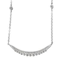 Cúbicos circón Micro pavimenta collar de plata Esterlinas, plata de ley 925, con 1.5Inch extender cadena, chapado en color de plata, cadenilla & micro arcilla de zirconia cúbica & para mujer, 36x11mm,1.5mm, longitud:aproximado 15 Inch, Vendido por Sarta