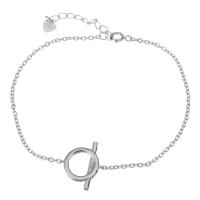 Sterling Silber Armbänder, 925 Sterling Silber, mit Verlängerungskettchen von 1Inch, silberfarben plattiert, Einstellbar & Kandare Kette & für Frau, 15x16mm,1.5mm, Länge:ca. 6.5 ZollInch, verkauft von Strang