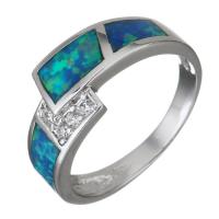 Befestigter Zirkonia Sterlingsilber Fingerring, 925 Sterling Silber, mit Opal, silberfarben plattiert, Micro pave Zirkonia & für Frau, 10mm, Größe:9, verkauft von PC