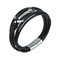 Mikrofaser PU Armband, mit Titanstahl, poliert, Modeschmuck & unisex, schwarz, 42x25mm, Länge:220 Millimeter, verkauft von PC