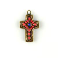 Messing Kreuz Anhänger, goldfarben plattiert, Modeschmuck & verschiedene Stile für Wahl, 22x32mm, verkauft von PC