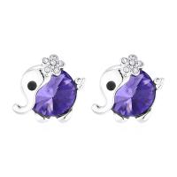 Zinc Alloy Stud Earring, with Austrian Crystal, Elephant, plated, Korean style & for woman 