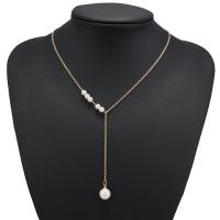 Zinc Alloy Necklace, with Plastic Pearl, plated, fashion jewelry & for woman, golden 