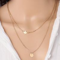 Zinc Alloy Necklace, plated, Double Layer & fashion jewelry & for woman, golden 