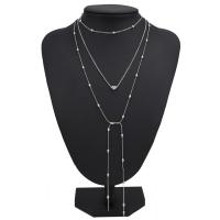 Zinc Alloy Necklace, with Plastic Pearl, plated, three layers & fashion jewelry & for woman 