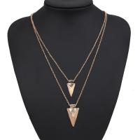 Zinc Alloy Necklace, plated, Double Layer & fashion jewelry & for woman, golden 