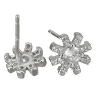 Sterling Silver Stud Earring, argent sterling 925, pavé de micro zircon & pour femme, argent 0.5mm, Vendu par paire