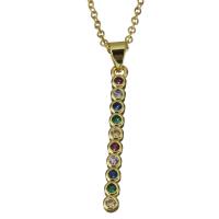 Collar de acero inoxidable Circonita, con metal, con 2Inch extender cadena, chapado en color dorado, cadena oval & micro arcilla de zirconia cúbica & para mujer, 3x30mm,1.5mm, longitud:aproximado 17.5 Inch, Vendido por Sarta