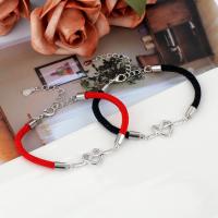 metal Pulsera, con cordón de nylon, Corazón, chapado en color plata brillante, ajustable & para la pareja, más colores para la opción, longitud:170 mm, Vendido por UD