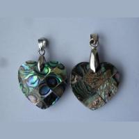 Abalone Shell Pendants, Heart, 25mm 