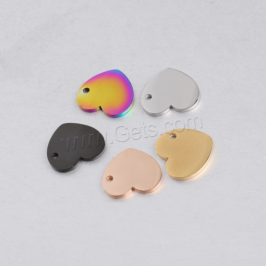 Stainless Steel Heart Pendants, polished, different size for choice, more colors for choice, Hole:Approx 1.5-1.8mm, 20PCs/Bag, Sold By Bag