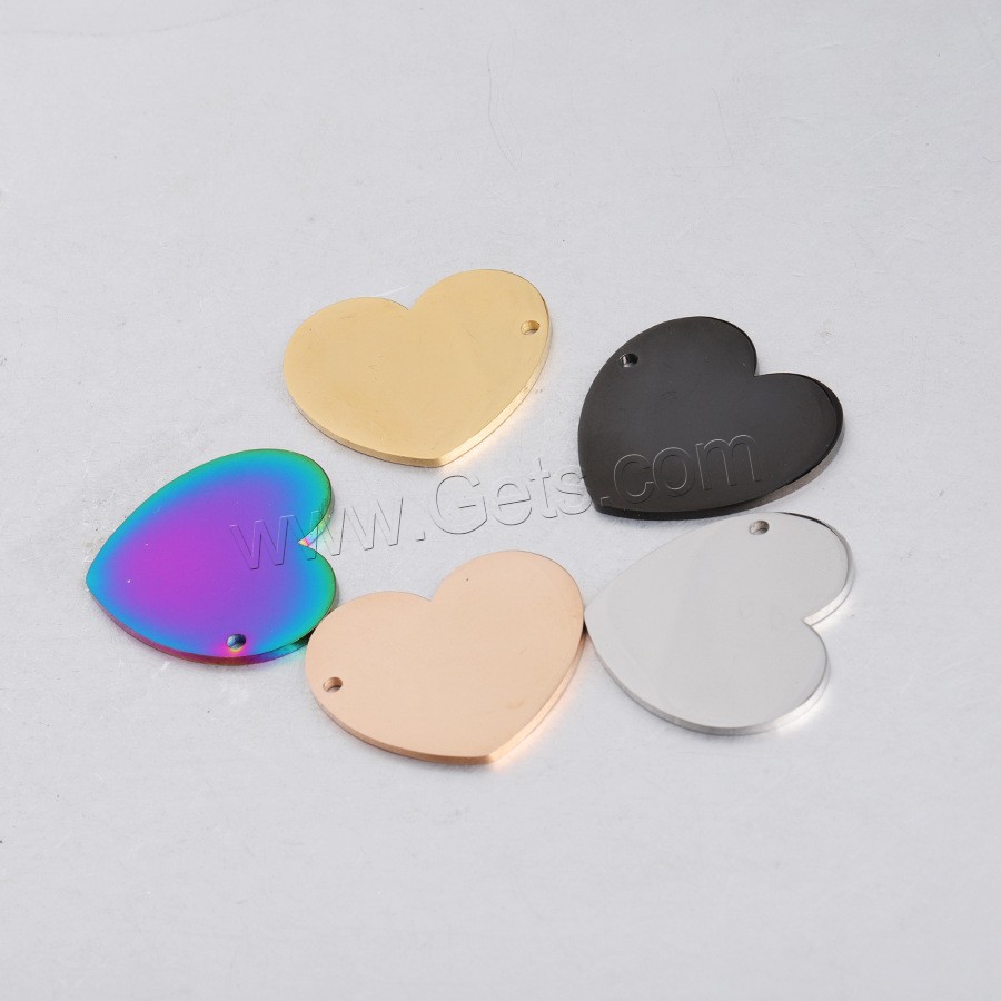 Stainless Steel Heart Pendants, polished, different size for choice, more colors for choice, Hole:Approx 1.5-1.8mm, 20PCs/Bag, Sold By Bag