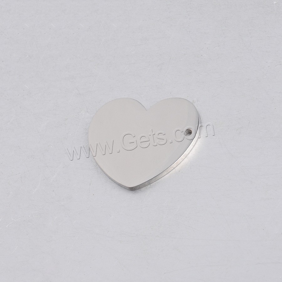 Stainless Steel Heart Pendants, polished, different size for choice, more colors for choice, Hole:Approx 1.5-1.8mm, 20PCs/Bag, Sold By Bag