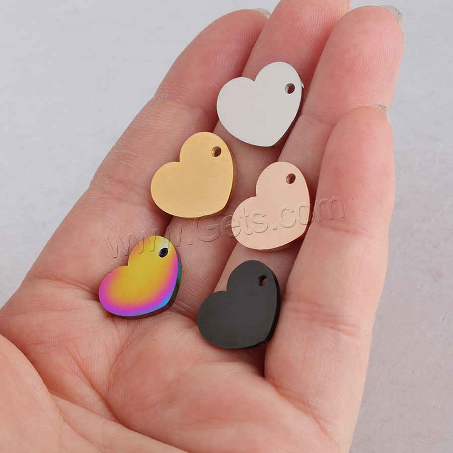 Stainless Steel Heart Pendants, polished, different size for choice, more colors for choice, Hole:Approx 1.5-1.8mm, 20PCs/Bag, Sold By Bag