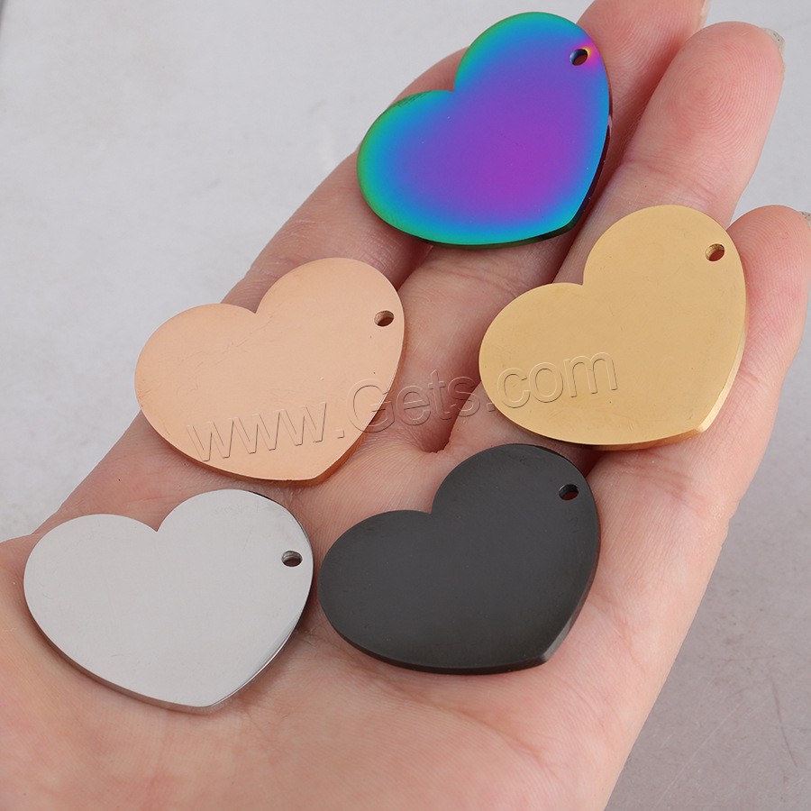 Stainless Steel Heart Pendants, polished, different size for choice, more colors for choice, Hole:Approx 1.5-1.8mm, 20PCs/Bag, Sold By Bag