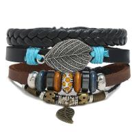 Kunstleder Armband-Set, mit PU Leder & Zinklegierung, Einstellbar & drei Stücke & unisex, gemischte Farben, 180mm, 3SträngeStrang/setzen, verkauft von setzen