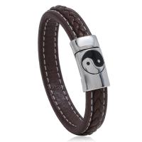 cuir PU bracelet, avec acier inoxydable, bijoux de mode & unisexe & normes différentes pour le choix, plus de couleurs à choisir, 11mm, Vendu par brin