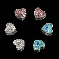 Rhinestone Zinc Alloy Beads, Heart, plated, DIY & with rhinestone 11*11mm 