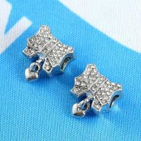 Rhinestone Zinc Alloy Beads, plated, DIY & with rhinestone, silver color, 13*15mm 