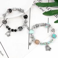 Zink Legierung Strass Armbänder, Zinklegierung, mit Lampwork, plattiert, Modeschmuck & für Frau & mit Strass, keine, Länge:7.4 ZollInch, verkauft von Strang