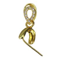 clip de pince en laiton, Placage de couleur d'or, pavé de micro zircon, 14mm 0.5mm Environ Vendu par PC