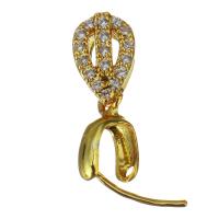 clip de pince en laiton, Placage de couleur d'or, pavé de micro zircon, 15mm 0.5mm Environ Vendu par PC