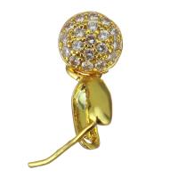 clip de pince en laiton, Placage de couleur d'or, pavé de micro zircon, 13mm 05mm Environ Vendu par PC