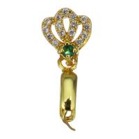 clip de pince en laiton, Placage de couleur d'or, pavé de micro zircon, 17mm 0.5mm Environ Vendu par PC