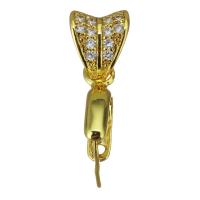 clip de pince en laiton, Placage de couleur d'or, pavé de micro zircon, 16mm 0.5mm Environ Vendu par PC