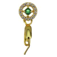 clip de pince en laiton, Placage de couleur d'or, pavé de micro zircon, 15mm 0.5mm Environ Vendu par PC