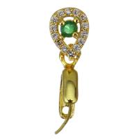 clip de pince en laiton, Placage de couleur d'or, pavé de micro zircon, 16mm 0.5mm Environ Vendu par PC