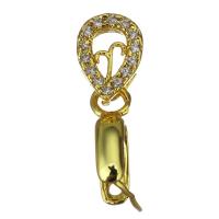 clip de pince en laiton, Placage de couleur d'or, pavé de micro zircon, 14mm 0.5mm Environ Vendu par PC