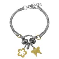 Edelstahl Charm Armband, mit Verlängerungskettchen von 1Inch, plattiert, Armband  Bettelarmband & für Frau, 15.5x15.5mm,15x14.5mm,4.5mm, Länge:ca. 8 ZollInch, verkauft von Strang