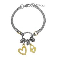 Bracelet en acier inoxydable, avec 1Inch chaînes de rallonge, Placage, bracelet à breloques & pour femme  4.5mm Environ 8 pouce, Vendu par brin