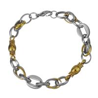 Edelstahl Armbänder, plattiert, für Frau, 14x2.5mm,23.5x7mm,9mm, Länge:ca. 8 ZollInch, verkauft von Strang