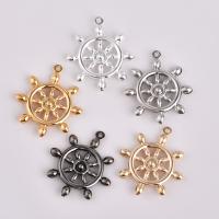 Hollow Brass Pendants, Ship Wheel, plated, Random Color Approx 1mm 