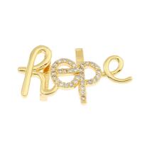 Brass Slide Charm, Alphabet Letter, gold color plated, micro pave cubic zirconia Approx 