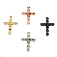 Cubic Zirconia Micro Pave Brass Connector, Cross, plated, micro pave cubic zirconia & 1/1 loop Approx 1.5mm 