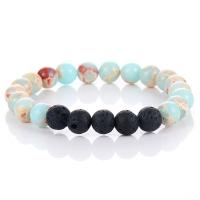 Lava Bead Bracelet, with Impression Jasper, plated, fashion jewelry & Unisex, 8mm .4 Inch 