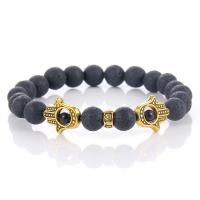 Lava Bead Bracelet, with Zinc Alloy, plated, fashion jewelry & Unisex, black, 8mm .4 Inch 