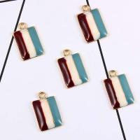 Zinc Alloy Enamel Pendants, Rectangle, plated, DIY, multi-colored, 21*13mm 